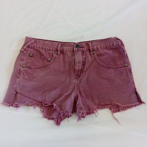 Free People Cut off 'Shark Bite'  Denim Shorts in Washed  out burgundy size 28